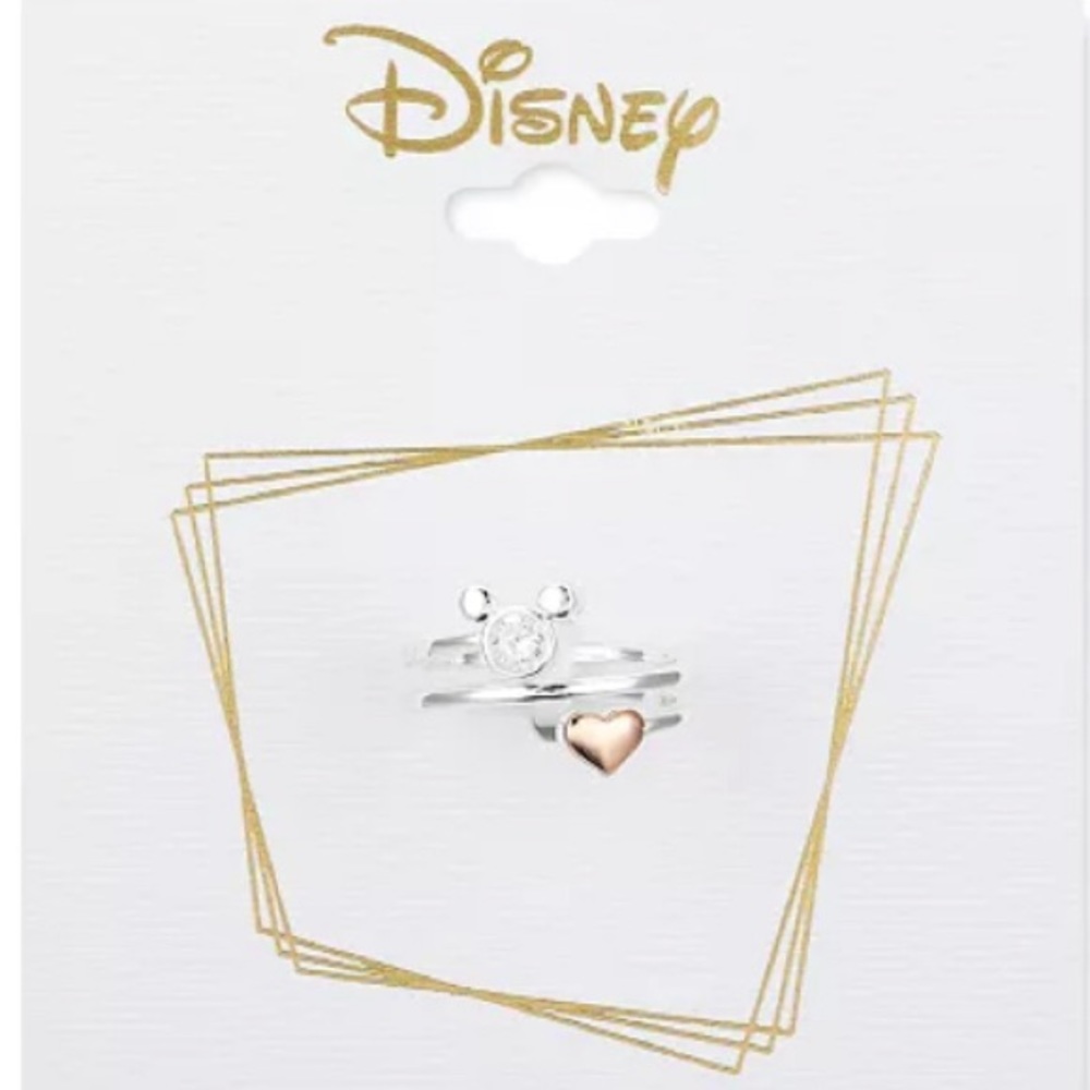 Crystal Mickey Mouse Head with Heart Bypass Ring